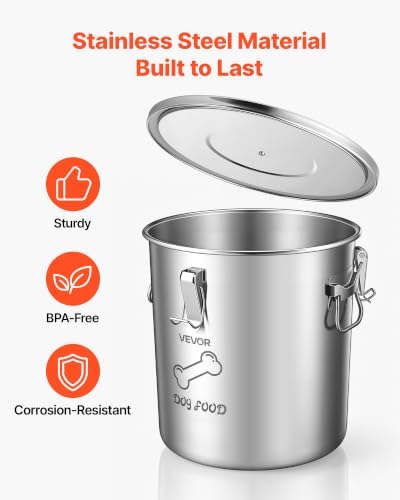 VEVOR Stainless Steel Dog Food Storage Container 17 lbs/5.28 Gal Capacity - Image 4