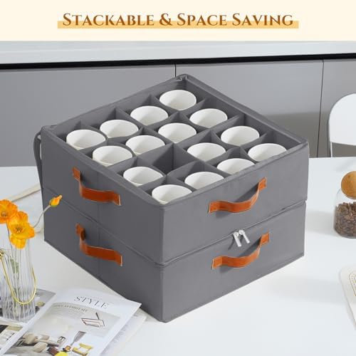 Foyego Cup and Mug Storage Box, Grey, 2 Pack - Image 4