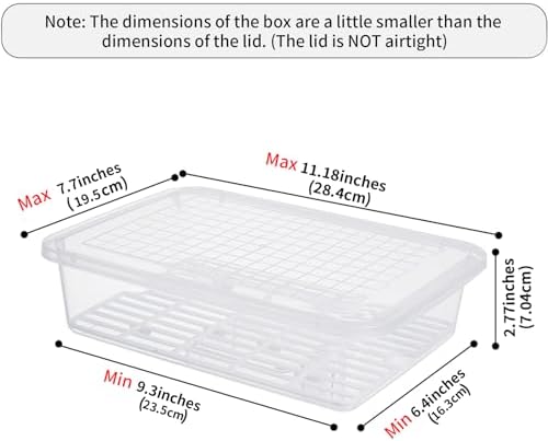 77L Fruit Storage Containers for Fridge, Rectangle Plastic Food Storage Containers with Lids, 3-Pack Deli Meat Container with Removable Drain Plate, Stackable Produce Keeper in Seafood & Berries - Image 2