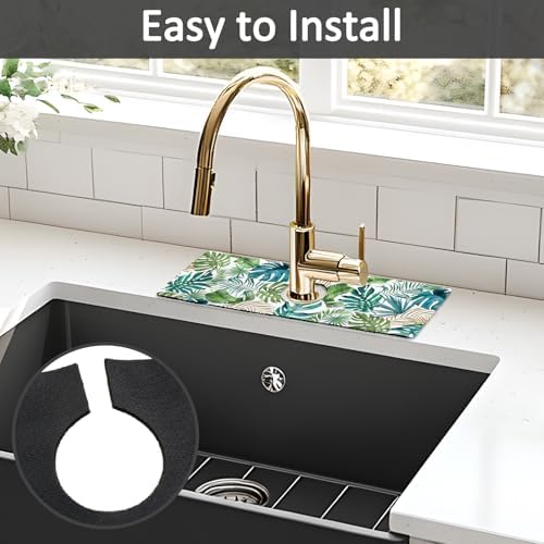 15" X 5.5" Kitchen Sink Splash Guard Faucet Mat Leaf Super Absorbent Fast Drying Faucet Guard & Draining Mat Sink Splash Guard Behind Faucet for Kitchen, Bathroom - Image 5