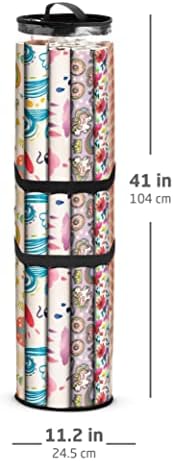 ZOBER Round Christmas Gift Wrapping Paper Organizer Storage - 40 Inch Gift Wrap Storage Containers - Wrapping Paper Holder, Clear PVC Waterproof, Fits 25 Standard Rolls - Black - Image 6