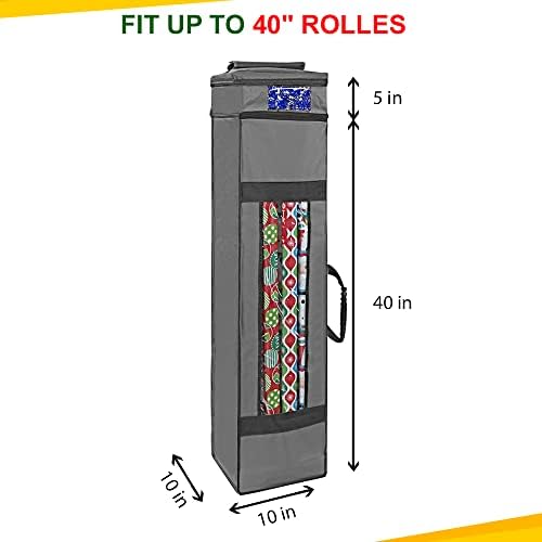 ProPik Wrapping Paper Storage Bag with Pocket and Handles Including Hanging Loop Heavy Duty Material with Clear Window 47 x 10 x 10 Inch Fits 40 Inch Long Rolls (Gray, 1 Count) - Image 2
