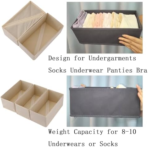 Bructhun Drawer Organizer Set of 4- Fabric Storage Bins for Clothes, Underwear, Socks & Bras - 11" Dresser Dividers for Bedroom Closet - Image 6