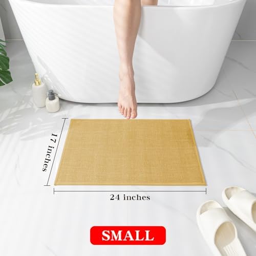 chakme Bathroom Rugs Mat 24x17, Ultra Thin Non Slip Bath Mat Small Quick Dry Absorbent Bath Mat for Bathroom Floor, (Yellow, 24"x17") - Image 2