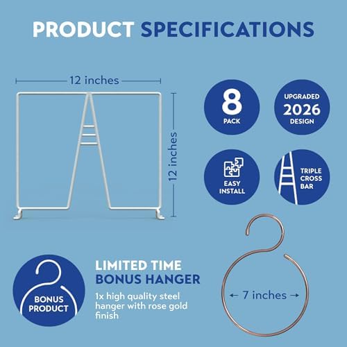 White Wire Shelf Dividers for Closet Organization – 24-Pack – Sturdy and Easy Set-Up Closet Shelf Dividers with Bonus Rose Gold Hanger – 12 inches x 12 inches - Image 3