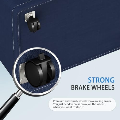 HomeHacks 90L Rolling Laundry Basket with 4 Wheels Collapsible Blue - Image 4