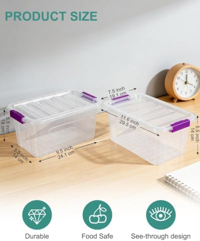 EOENVIVS Storage Bins with Lids 6 Pack Clear Storage Containers - Image 2