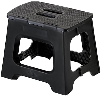 Vigar Compact Step Stool Foldable, 10-1/2-inch Step Stools for Adults up to 330 Pound, Lightweight Stool, Non-Slip Folding Step Stool, Black by VIGAR