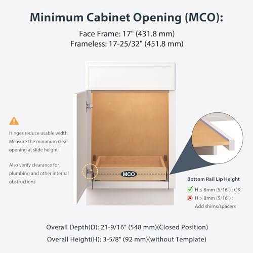 Pull Out Drawers for Kitchen Cabinets 17" W x 21" D Birch Wood - Image 3