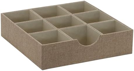 Household Essentials Brown 723-1 Deep 9 Section Drawer Organizer Box for Storage | 12 in x 12 in 3.13 by HouseholdEssentials