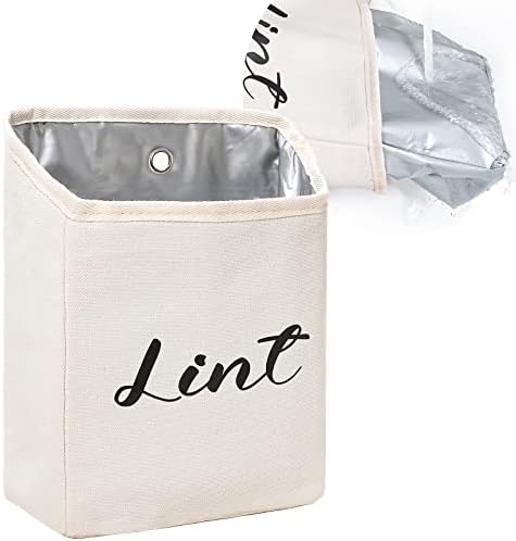 Kamehame Magnetic Lint Bin for Laundry Room Organization and Storage, Cotton Linen Lint Bag, Wall Mount Space Saving Washer Dryer Trash Can Collector by Kamehame
