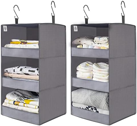 GRANNY SAYS 3-Shelf Hanging Closet Organizer, Foldable Storage, Gray by GRANNYSAYS