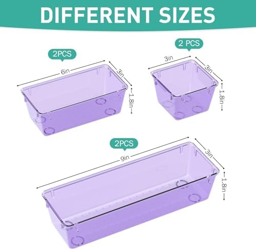 9 Pack Clear Drawer Organizer Set, Drawer Storage Trays, Storage Bins - Image 2