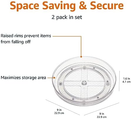 Amazon Basics Clear Rotating Lazy Susan Turntable Organizer for Condiments, 9-Inch (Pack of 16) - Image 3