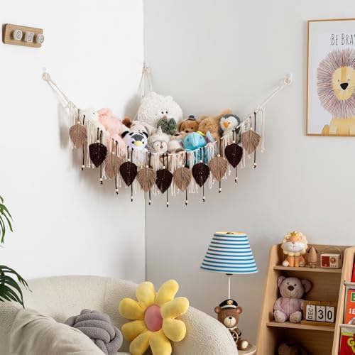 Pretty Jolly Stuffed Animal Hammock with Leaf Beads and Tassels - Image 6
