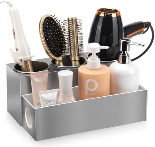 GFWARE Hot Hair Styling Tool Organizer with 3 Stainless Steel Cups, Silver by GFWARE