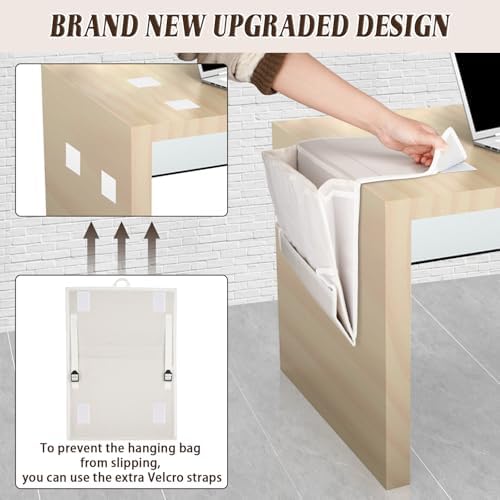 Bedside Caddy Organizer for Dorm Bed Rails with 7 Pockets, White - Image 5