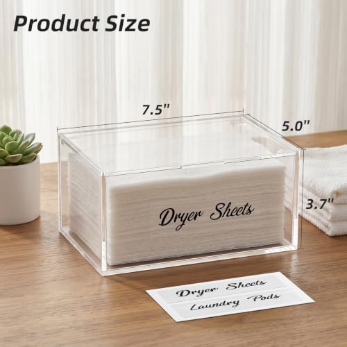 Acrylic Dryer Sheet Holder Dispenser Container,Bonus Black Labels Included - Image 2