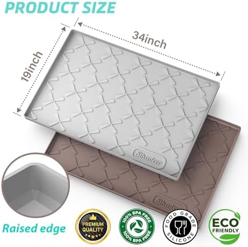 SIKADEER Waterproof Under Sink Mat 34" x 19" Cabinet Protector Silicone Mat - Image 3