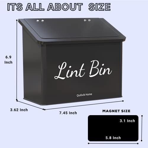 Metal Magnetic Lint Bin With Lid For Laundry Room Decor With Small Lint Holder Bin| Metal Box| Lint Holder Bins for Organzation (Black, Small) - Image 2
