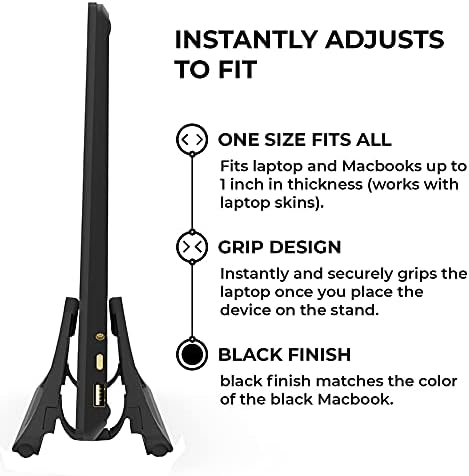 HumanCentric Vertical Laptop Stand for Desks Adjustable Matte Black MacBook - Image 3