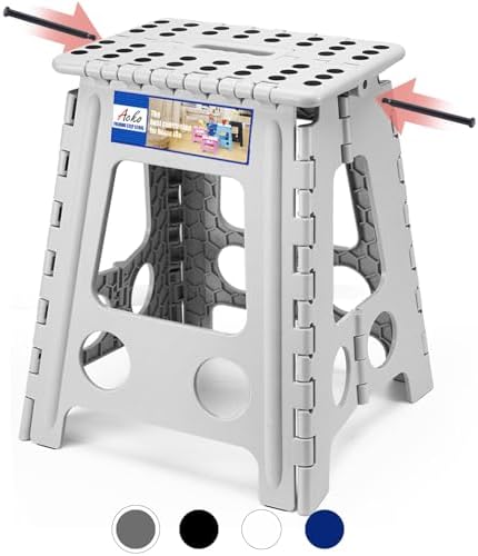 ACKO Folding Step Stool 16 Inch, 400 lbs Capacity with Safety Lock, Gray by ACKO