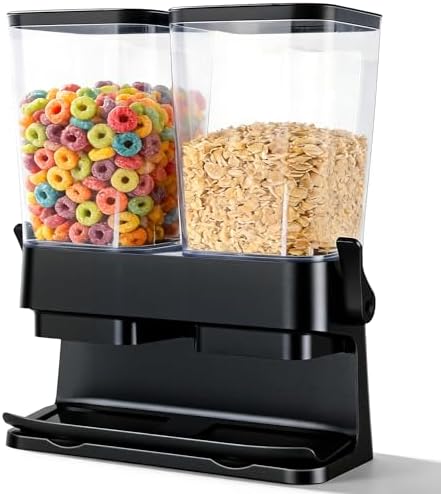Cereal Dispenser Countertop 2 Pack, Double 3L Airtight by adorabby