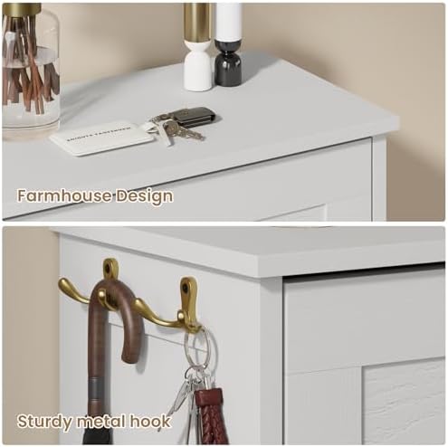 Modern Luxury Shoe Cabinet Organizer with 3 Flip Drawers,31.5" W，White - Image 7