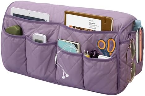 Armchair Caddy for Recliner, Non-Slip Recliner Pocket Organizer, Remote Holder for Recliners, Sofa Armrest Organizer, Couch Caddy with 14 Pockets Storage for TV Remote, Phone, Magazine (Purple) by Gloserin