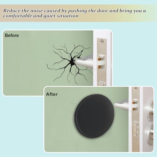 Bovinde Door Stopper Wall Protector,Bumper Knobs 6 PCS (Round Shiny Black) - Image 3