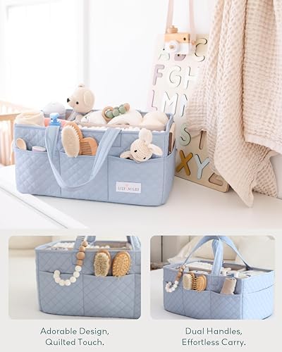 Lily Miles Baby Diaper Caddy Organizer, Quilted Nursery Storage Organizer for Newborn Essentials and Diaper Changing Station, Gift for Baby Shower and Registry Must-Have (Baby Breeze) - Image 3