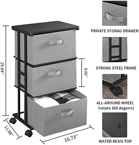 MAX Houser Dresser Tower with 3 Drawers, Grey - Image 3