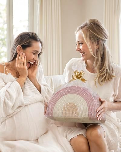 Blissful Diary Diaper Caddy Organizer, Woven Cotton Rope, Blush Rainbow - Image 7