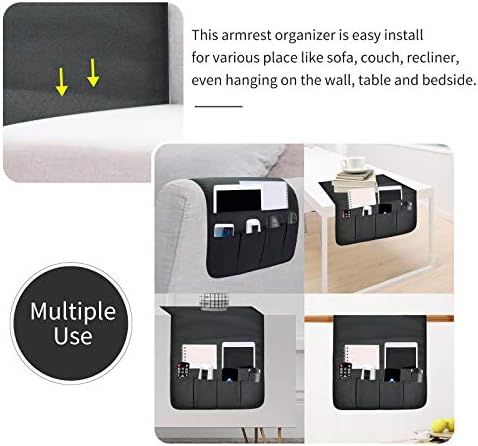 Sofa Armrest Organizer, Remote Control Holder for Recliner Couch, Arm Chair Caddy with 6 Pockets for Magazine, Tablet, Phone, iPad - Image 5
