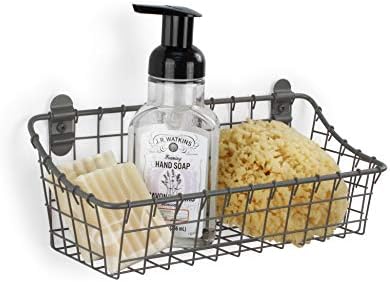 Spectrum Small Wire Wall Basket Industrial Gray Rustic Wall Bin, Vintage Wire Basket Wall Mount Organizer Wall Mount Hanging Wire Caddy, Modern Wire Basket for Versatile Wall Mount Storage - Image 4