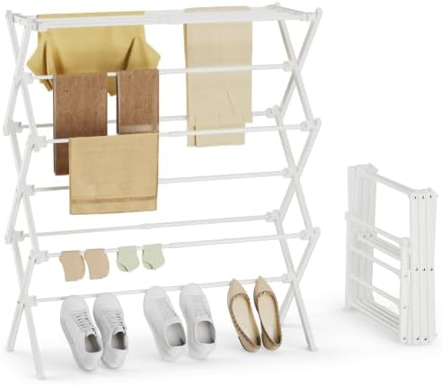 Foldable Clothes Drying Rack, Reinforced Joints, White by SpaceHidden