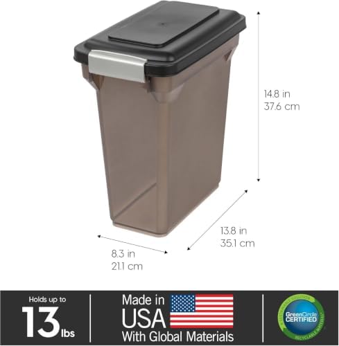 IRIS USA Dog Food Storage Container, Up to 13 lbs, Smoke, Made in USA - Image 3