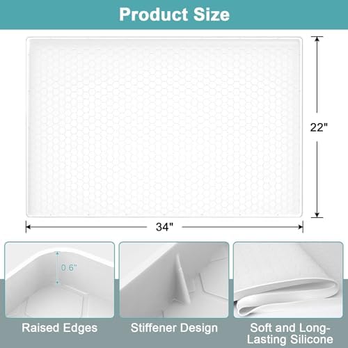 Under Sink Mats for Kitchen Waterproof, Silicone Under Kitchen Sink Mat and Protector for 34" x 22" Cabinets, Under Sink Organizer Tray, Shelf Liner Cabinet Liner for Bathroom, White - Image 2