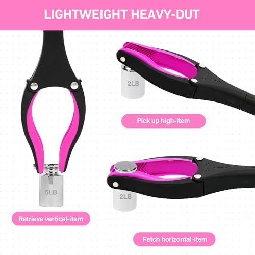 2 Pack 32 inch GrabRunner Reacher Grabber Tool with Strong Magnetic and Swivel Head (New Pink) - Image 4