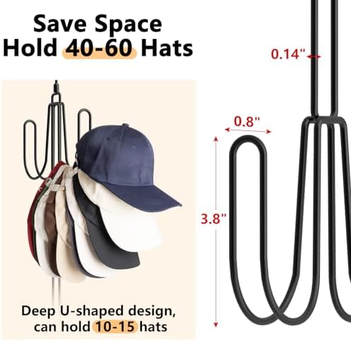 NANATI Hat Hangers for Closet, Stainless Steel Hat Organizer, Hat Racks for Baseball Caps, Cap Organizer for Baseball Caps, 1 Pack - Image 4
