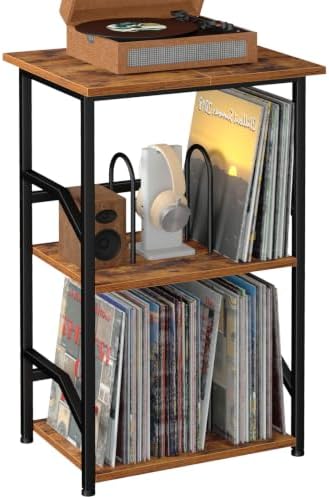 LOAKEKEL Record Player Stand, Large Vinyl Record Storage Up to 200 Albums by LOAKEKEL
