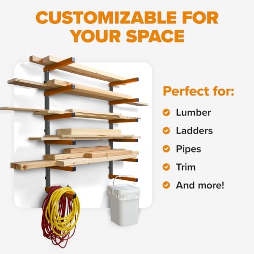 BORA Wood Rack, 6-Level Wall Mount Lumber Storage Rack for Wood Storage - Image 4