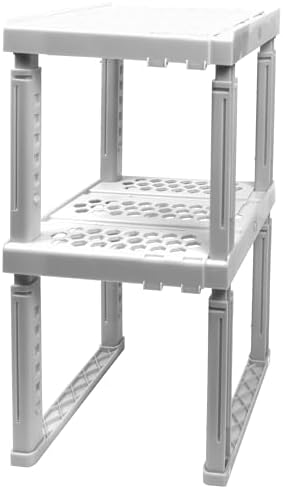 Piffny Locker Organizer Shelf， Adjustable Width and Height, Ideal Locker for School, Office, and Gym Lockers… (White 2 Pack), PLKSLF01 by Piffny