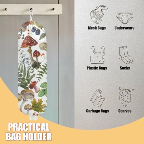 Mushroom Plastic Bag Holder, Wall Mount Grocery Bag Holder - Image 3