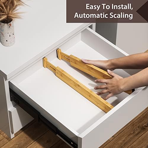 4 Pack Bamboo Drawer Dividers 17-22" Adjustable Kitchen Organizer, Natural - Image 7