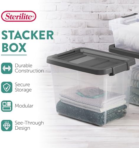 Sterilite Modular Stacker Box with Latching Lid, 30 Quart, 6-Pack - Image 3