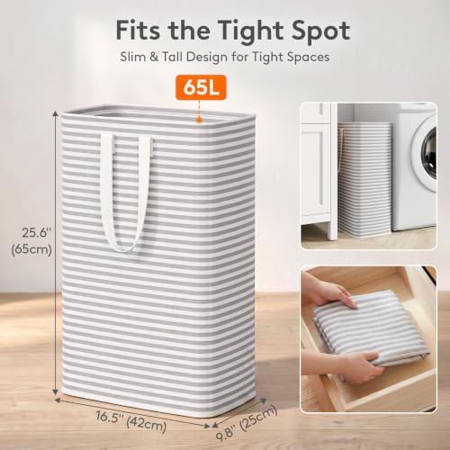 Lifewit 65L Large Laundry Baskets, Laundry Hampers Bags, 1 Pack, Grey - Image 2