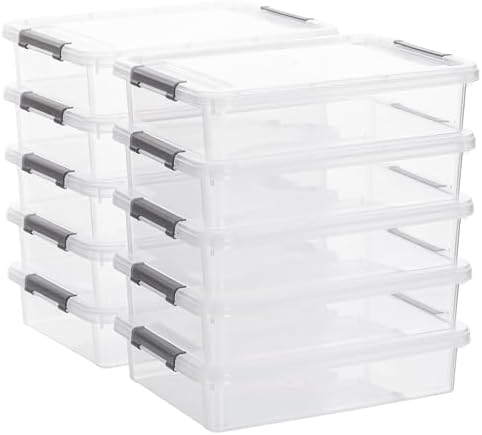 Citylife 5.3 Qt Storage Bins with Lids, Plastic Bins and Paper Storage 10PC by CITYLIFEHomeOrganization