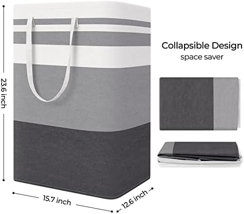 StorageRight Laundry Basket Hamper, 75L Collapsible Clothes Storage, Grey - Image 2