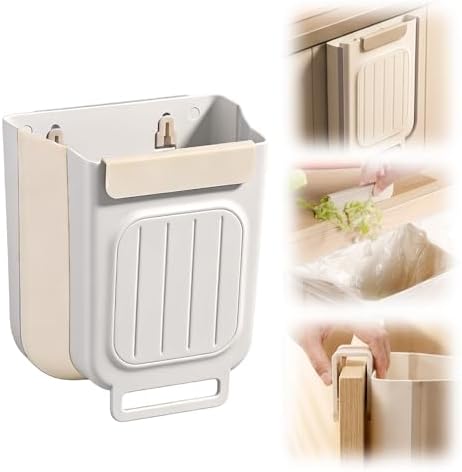 2026 New Foldable Hanging Trash Can, 6L/11L Hanging Bin for Kitchen Cabinet Doors, for Kitchens, Bathrooms, RVs, Cars & Camping (Cream White, 11 Liters) by QITELL